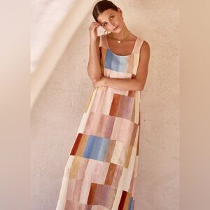 Cate Smock Maxi Dress in Patchwork
